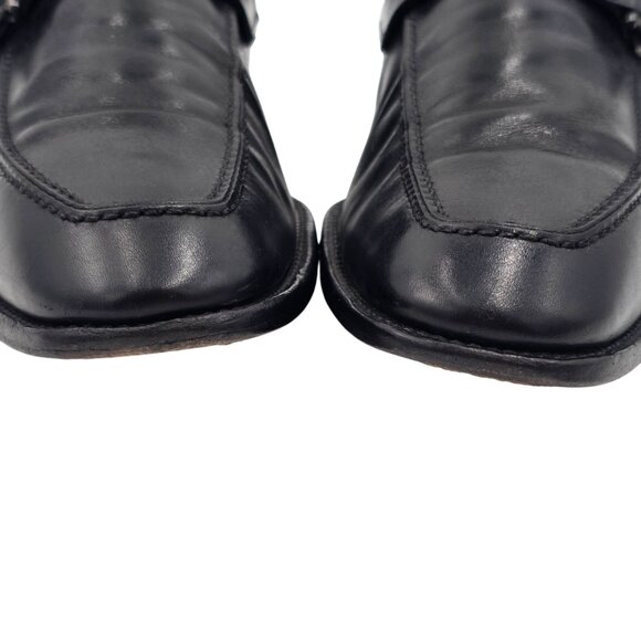 Vintage Salvatore Ferragamo Italy Mens 13D Black Leather Dress Shoes Bit Loafers - Picture 10 of 15